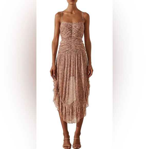 Shona Joy Dresses & Skirts - Shona Joy PAULETTE RUCHED MIDI Pink Size L NWOT